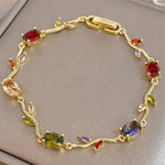 Load image into Gallery viewer, Gold Floral Tulip Bracelet with Multicolor Crystals & Marquise Accents