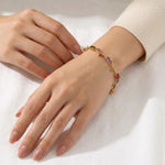 Load image into Gallery viewer, Gold Floral Tulip Bracelet with Multicolor Crystals & Marquise Accents