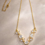 Load image into Gallery viewer, White Crystal Floral Vine Tulip Necklace