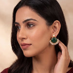 Load image into Gallery viewer, Opal Stone &amp; Pearl Fringe Gold-Toned Stud Earrings
