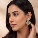Load image into Gallery viewer, Opal Stone &amp; Pearl Fringe Gold-Toned Stud Earrings
