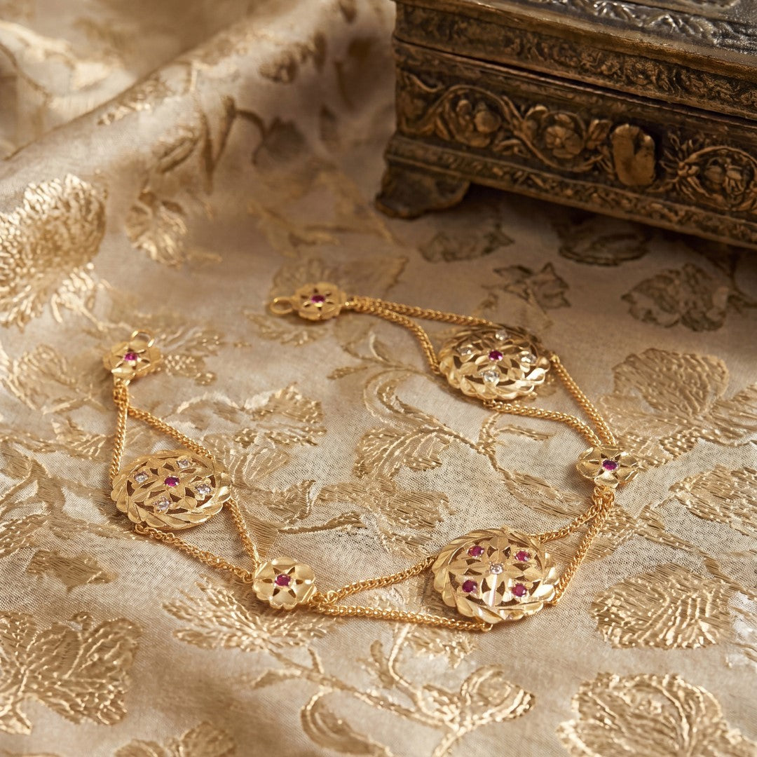 Gold-Plated American Diamond-Studded Matha Patti