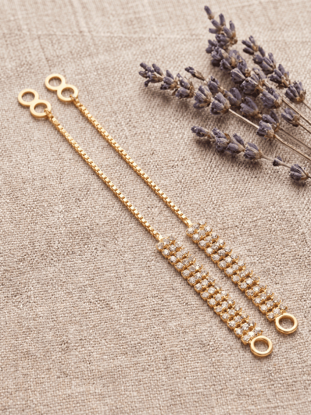 Women Gold-Plated American Diamond Long Tassel Earrings