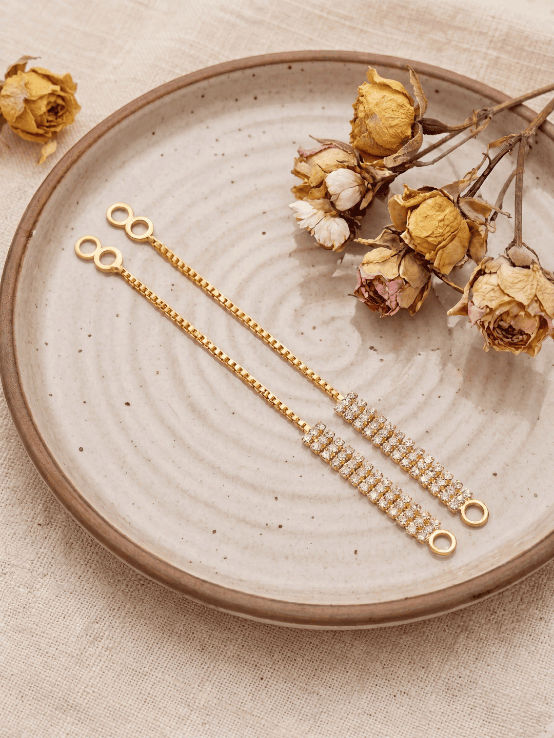 Women Gold-Plated American Diamond Long Tassel Earrings