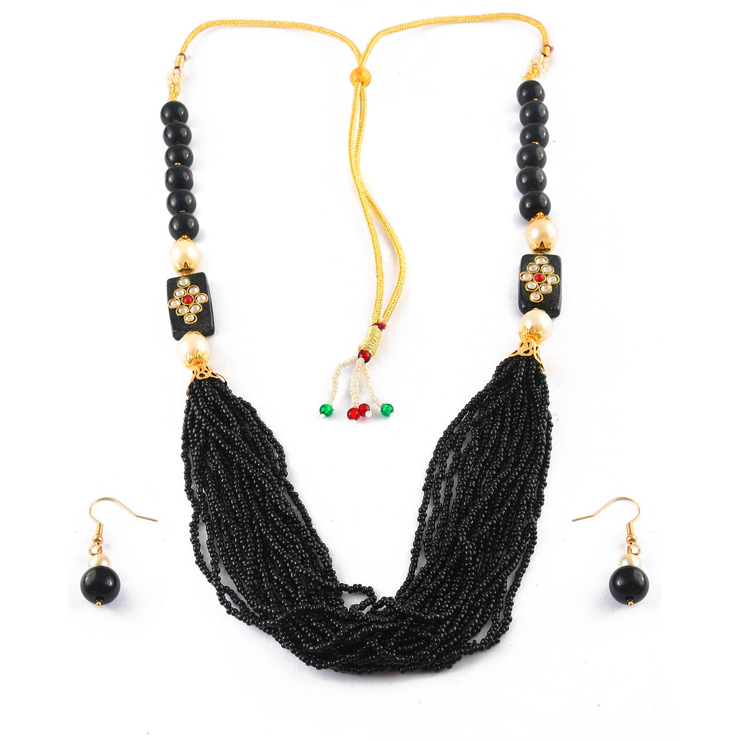 Gold-Plated Kundan-Studded & Pearl-Beaded Jewellery Set