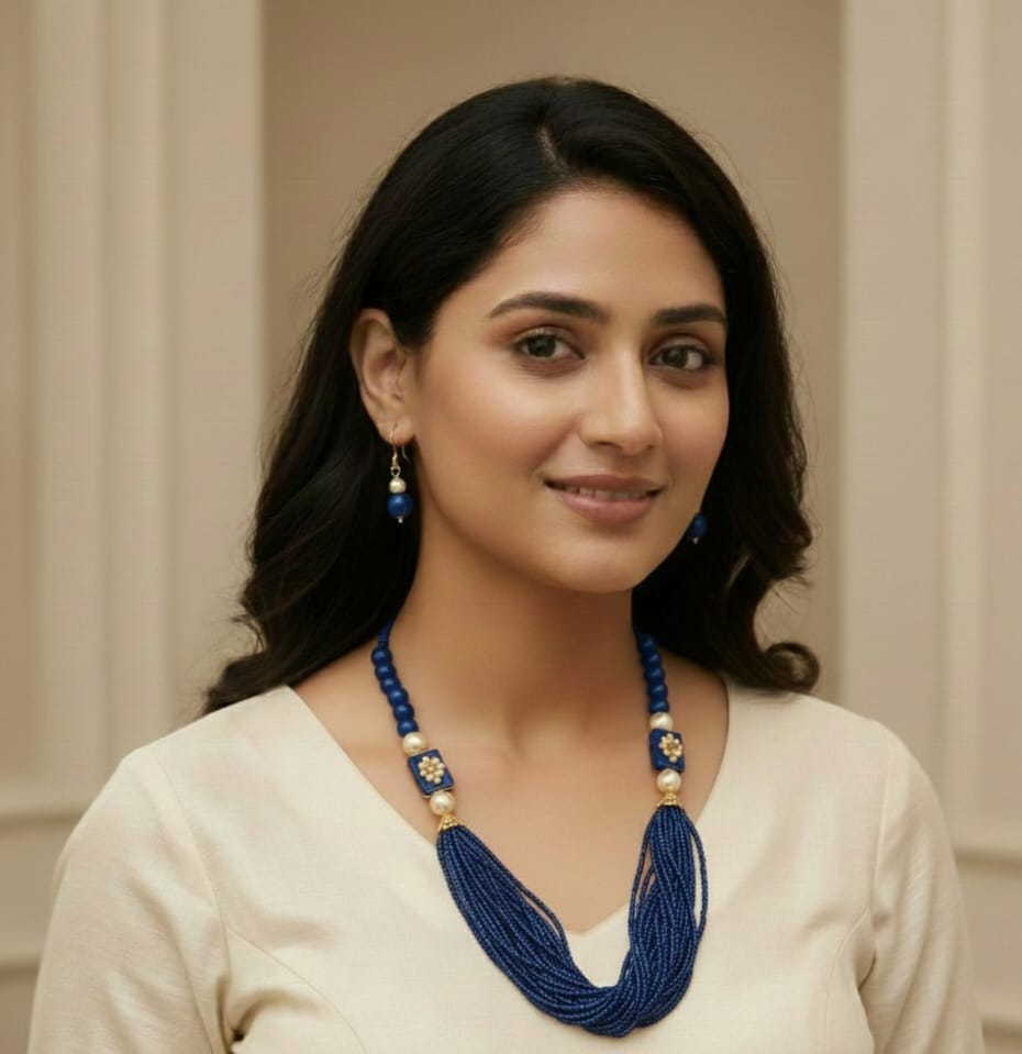 Gold-Plated Kundan-Studded & Pearl-Beaded Jewellery Set