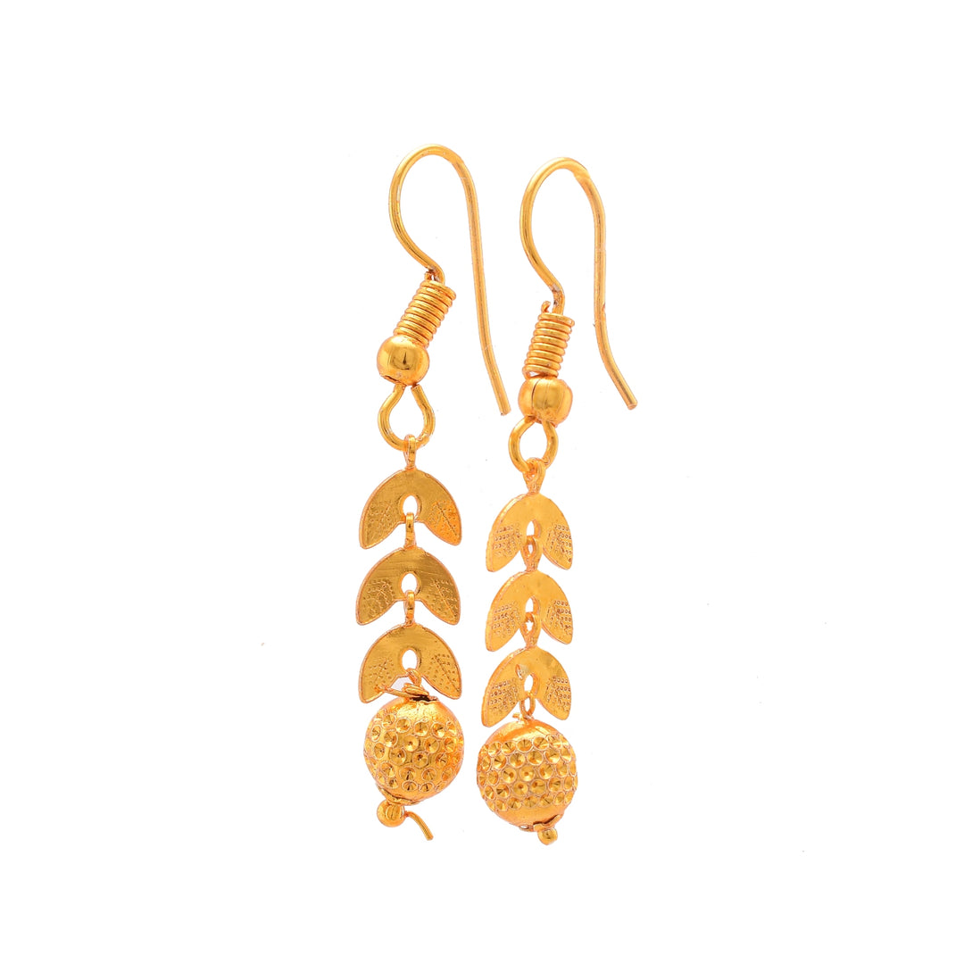 Gold-Toned Leaf Shaped Drop Earrings