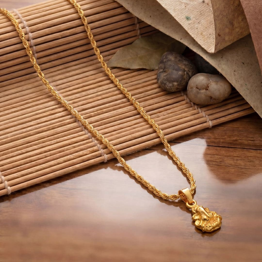 Gold Plated Pendant With Chain Jewelry For Men & Women
