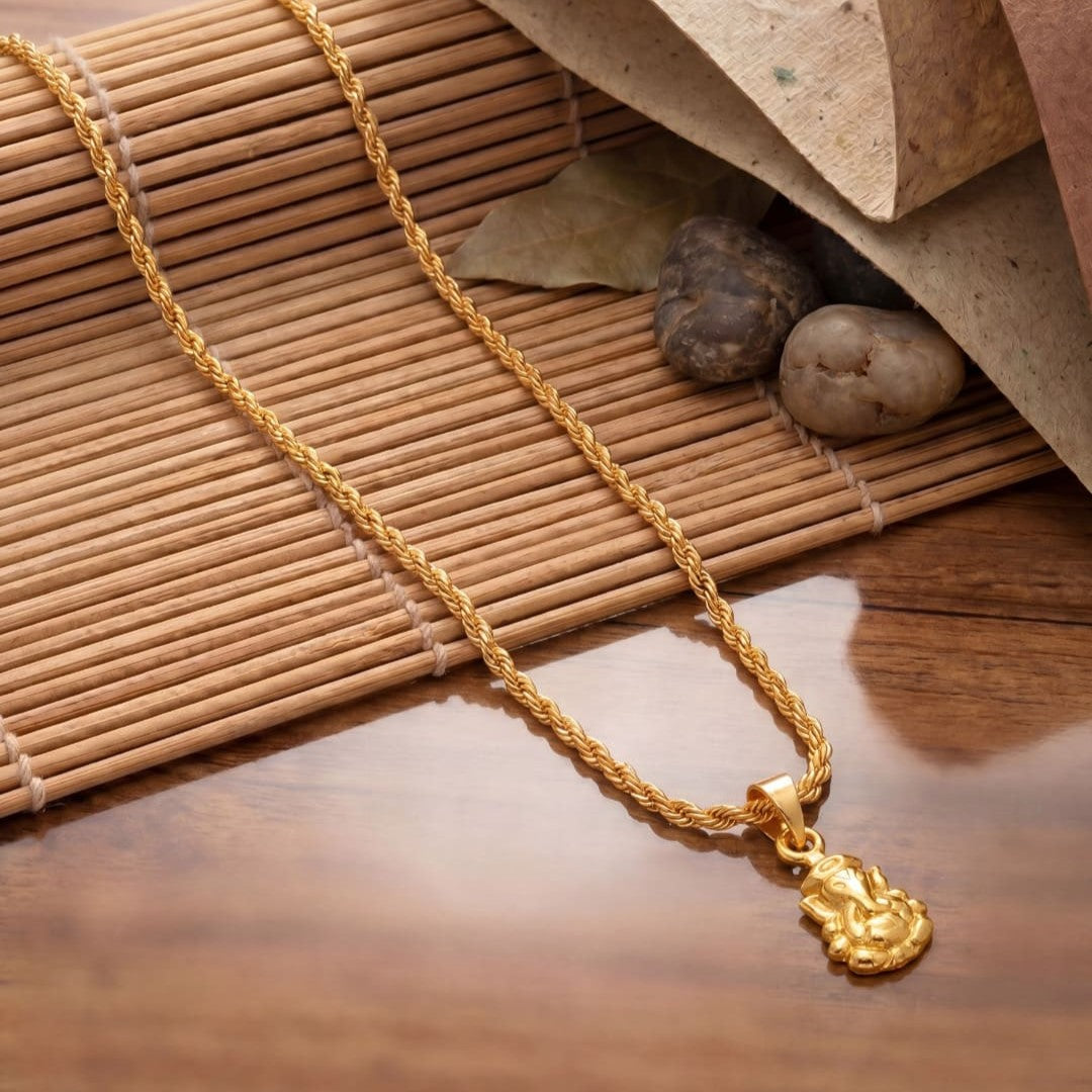Gold Plated Pendant With Chain Jewelry For Men & Women