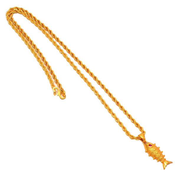 Gold Plated Pendant With Chain Jewelry For Men & Women