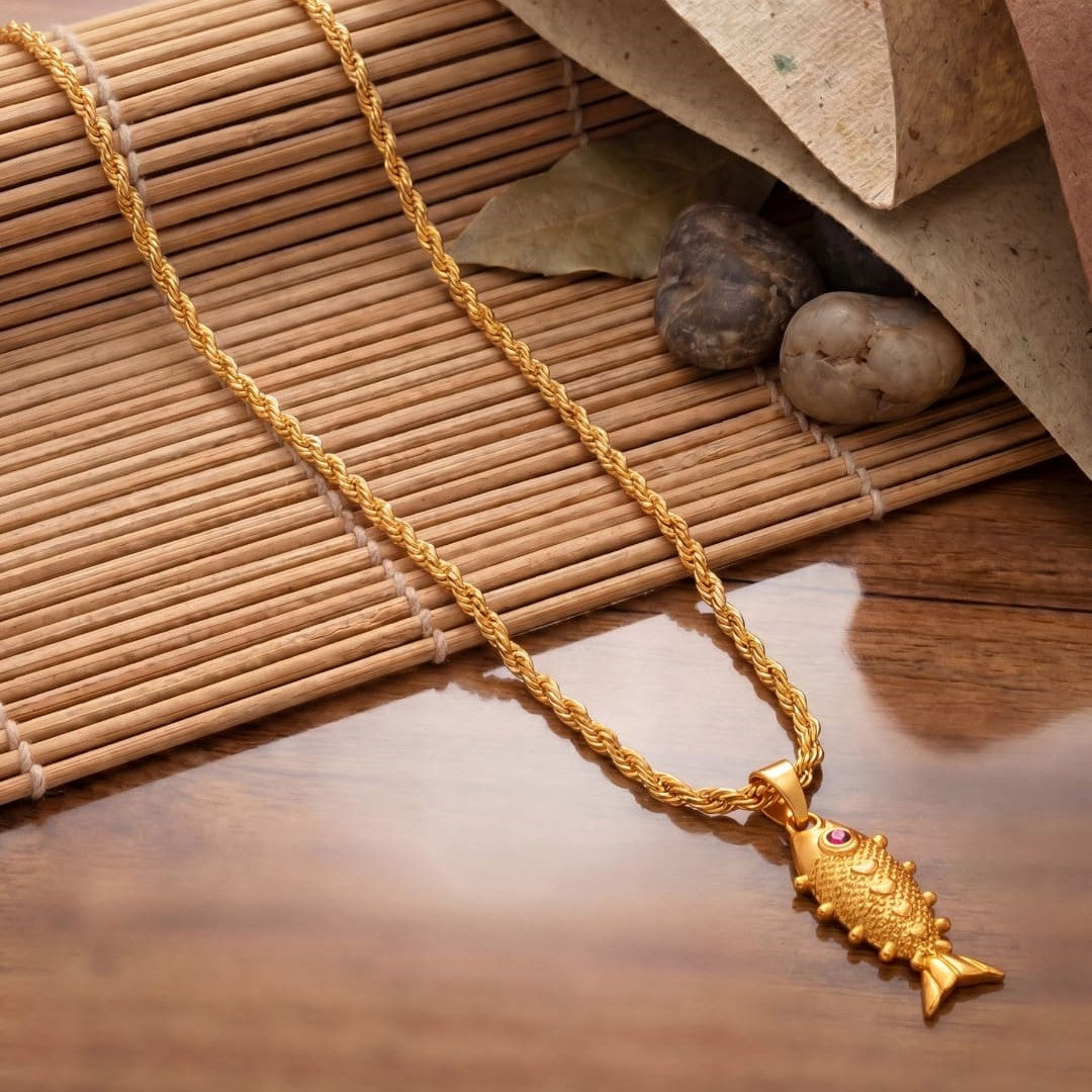 Gold Plated Pendant With Chain Jewelry For Men & Women
