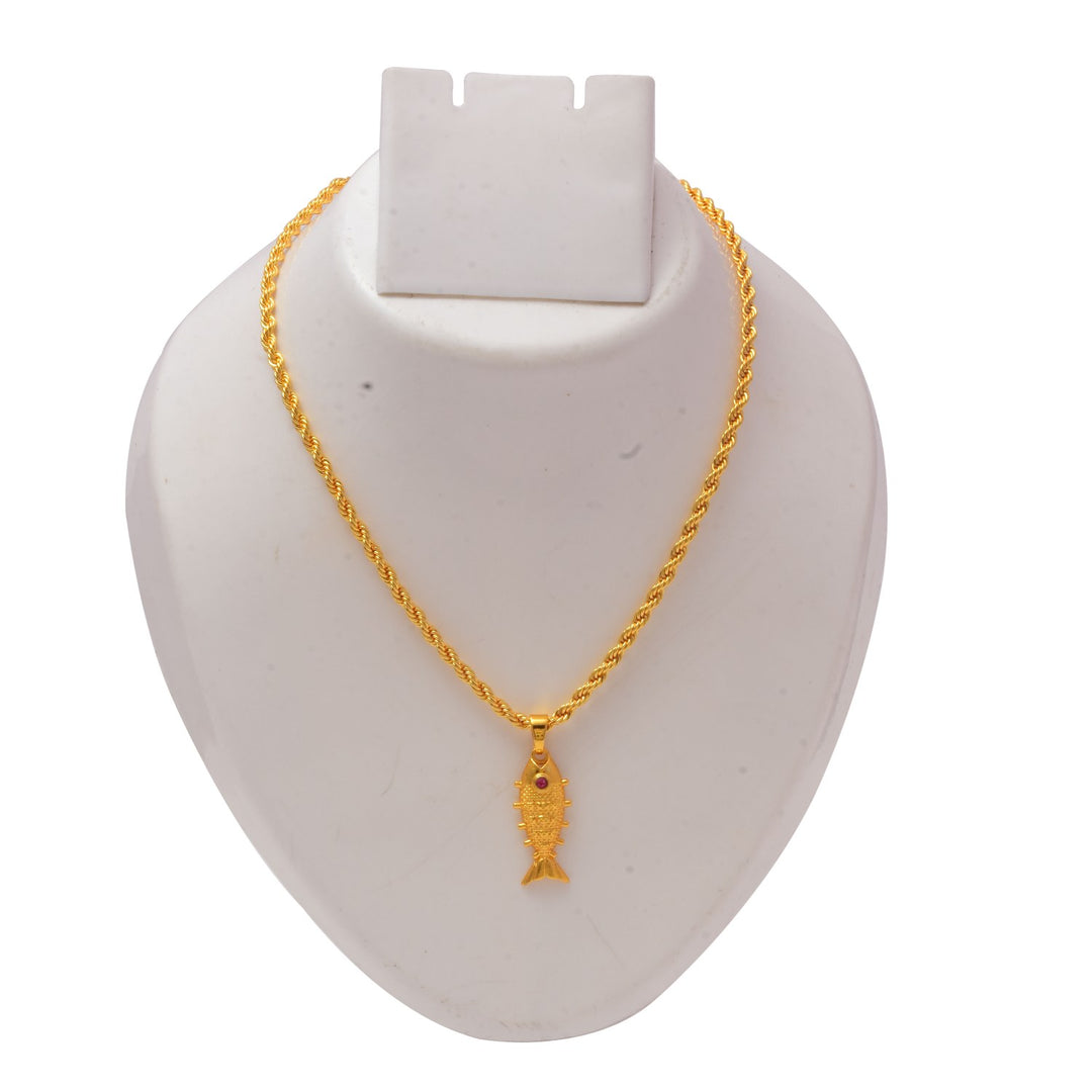 Gold Plated Pendant With Chain Jewelry For Men & Women