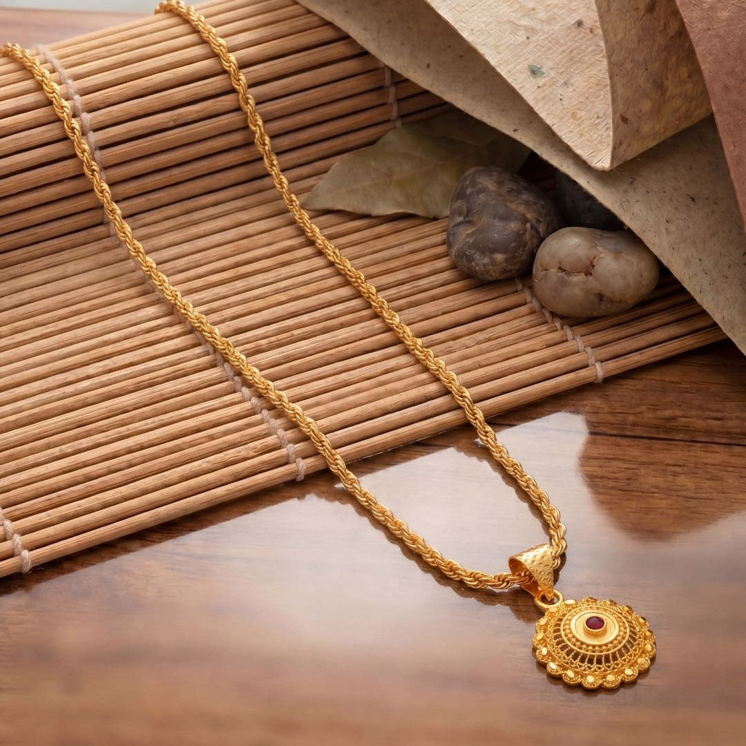 Gold Plated Pendant With Chain Jewelry For Men & Women