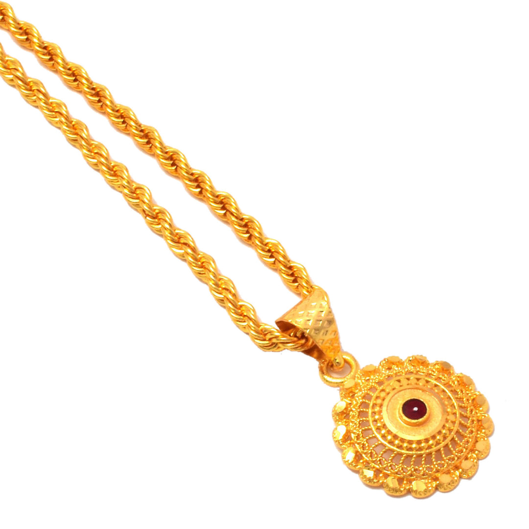 Gold Plated Pendant With Chain Jewelry For Men & Women