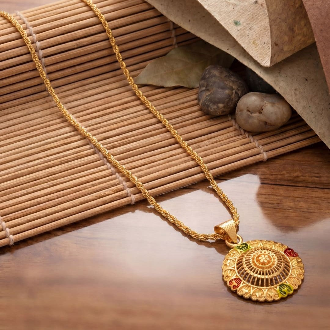Gold Plated Pendant With Chain Jewelry For Men & Women