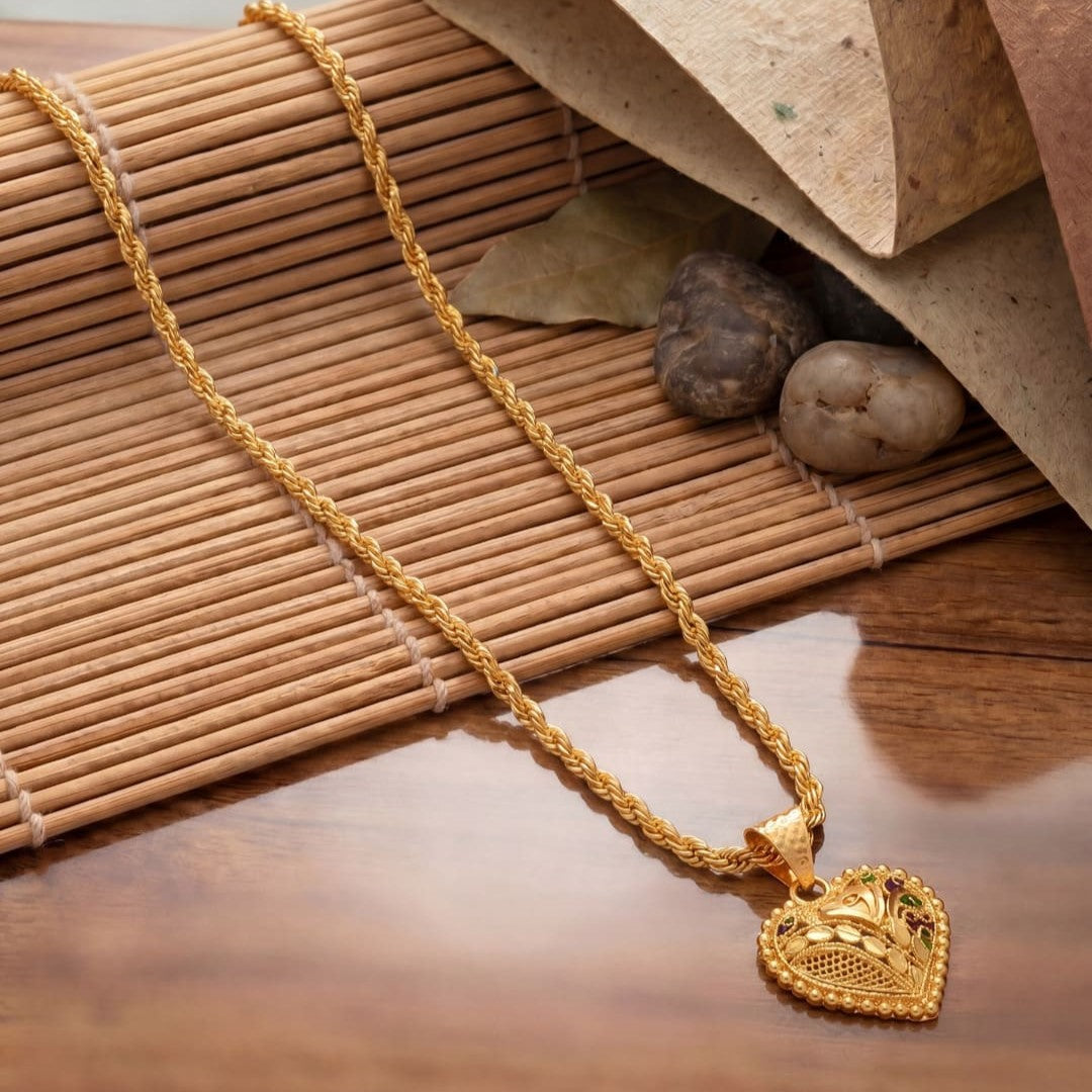 Gold Plated Pendant With Chain Jewelry For Men & Women