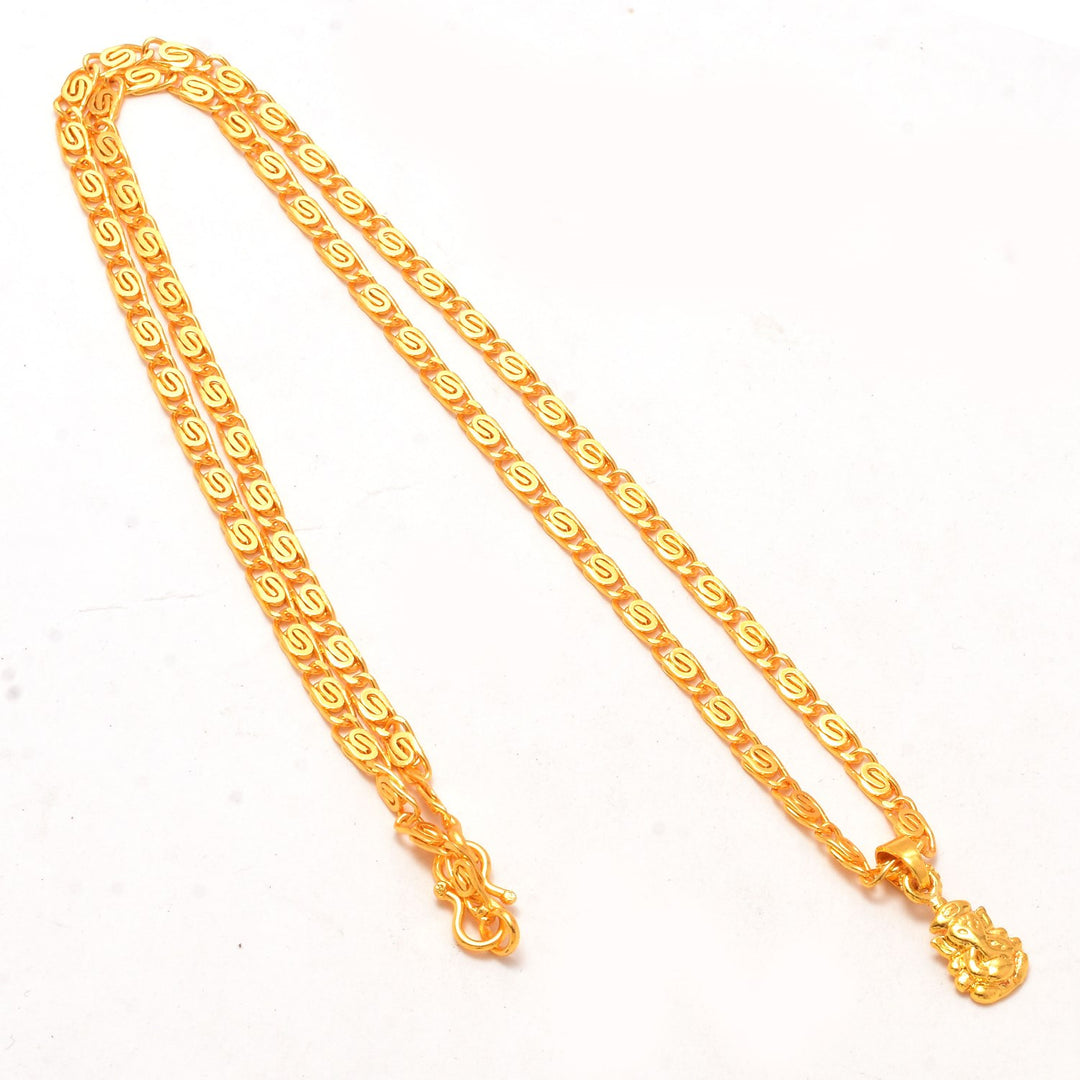 Gold Plated Pendant With Chain Jewelry For Men & Women