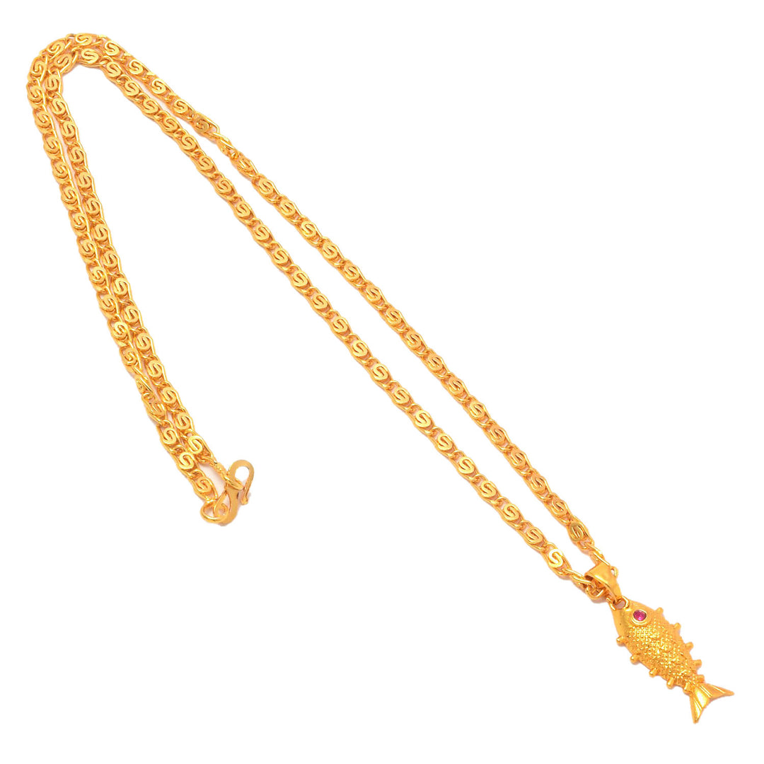 Gold Plated Pendant With Chain Jewelry For Men & Women