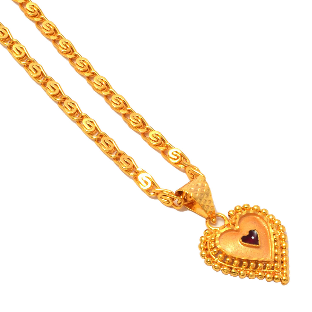 Gold Plated Pendant With Chain Jewelry For Men & Women