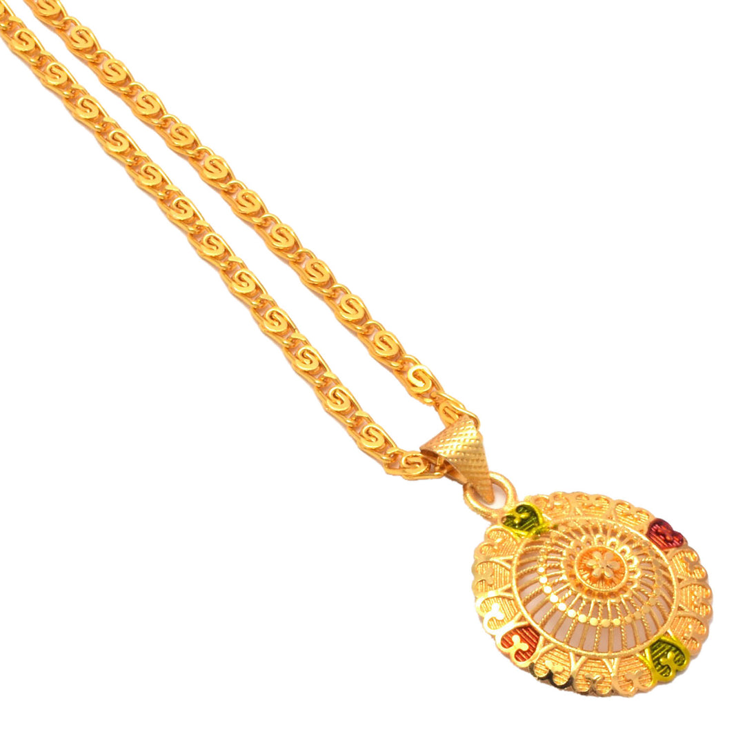 Gold Plated Pendant With Chain Jewelry For Men & Women