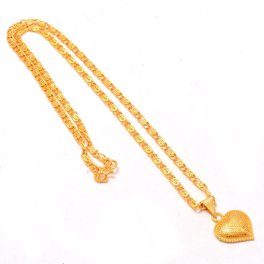 Gold Plated Pendant With Chain Jewelry For Men & Women