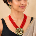 Load image into Gallery viewer, Gold-Plated White Kundan Studded &amp; Crystals Beaded Long Jewellery Set
