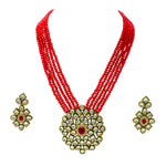 Load image into Gallery viewer, Gold-Plated White Kundan Studded &amp; Crystals Beaded Long Jewellery Set
