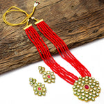 Load image into Gallery viewer, Gold-Plated White Kundan Studded &amp; Crystals Beaded Long Jewellery Set
