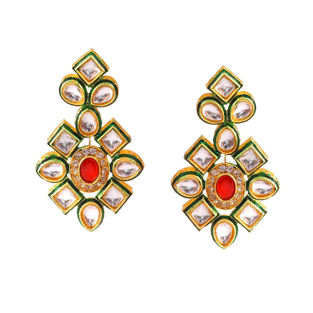 Gold-Plated White Kundan Studded & Crystals Beaded Long Jewellery Set