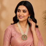 Load image into Gallery viewer, Gold-Plated White Kundan Studded &amp; Crystals Beaded Long Jewellery Set
