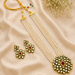 Load image into Gallery viewer, Gold-Plated White Kundan Studded &amp; Crystals Beaded Long Jewellery Set
