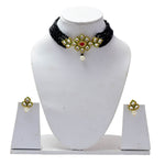 Load image into Gallery viewer, Crystal Layered Gold Plated Meena Work Necklace Set With Matching Earrings For Women And Girls
