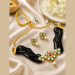 Load image into Gallery viewer, Crystal Layered Gold Plated Meena Work Necklace Set With Matching Earrings For Women And Girls
