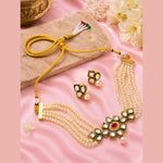 Load image into Gallery viewer, Crystal Layered Gold Plated Meena Work Necklace Set With Matching Earrings For Women And Girls

