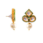 Load image into Gallery viewer, Crystal Layered Gold Plated Meena Work Necklace Set With Matching Earrings For Women And Girls
