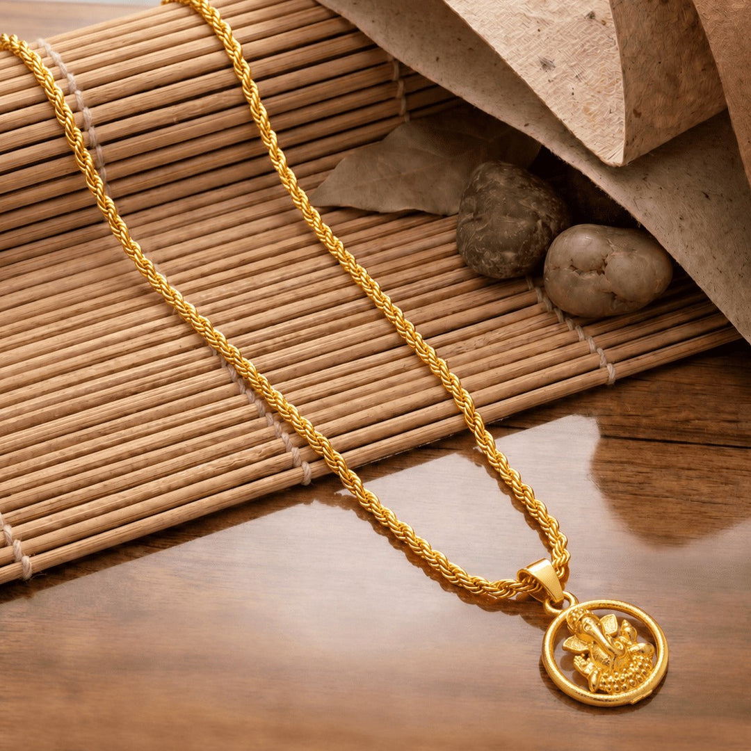 Gold Plated Pendant With Chain Jewelry For Men & Women