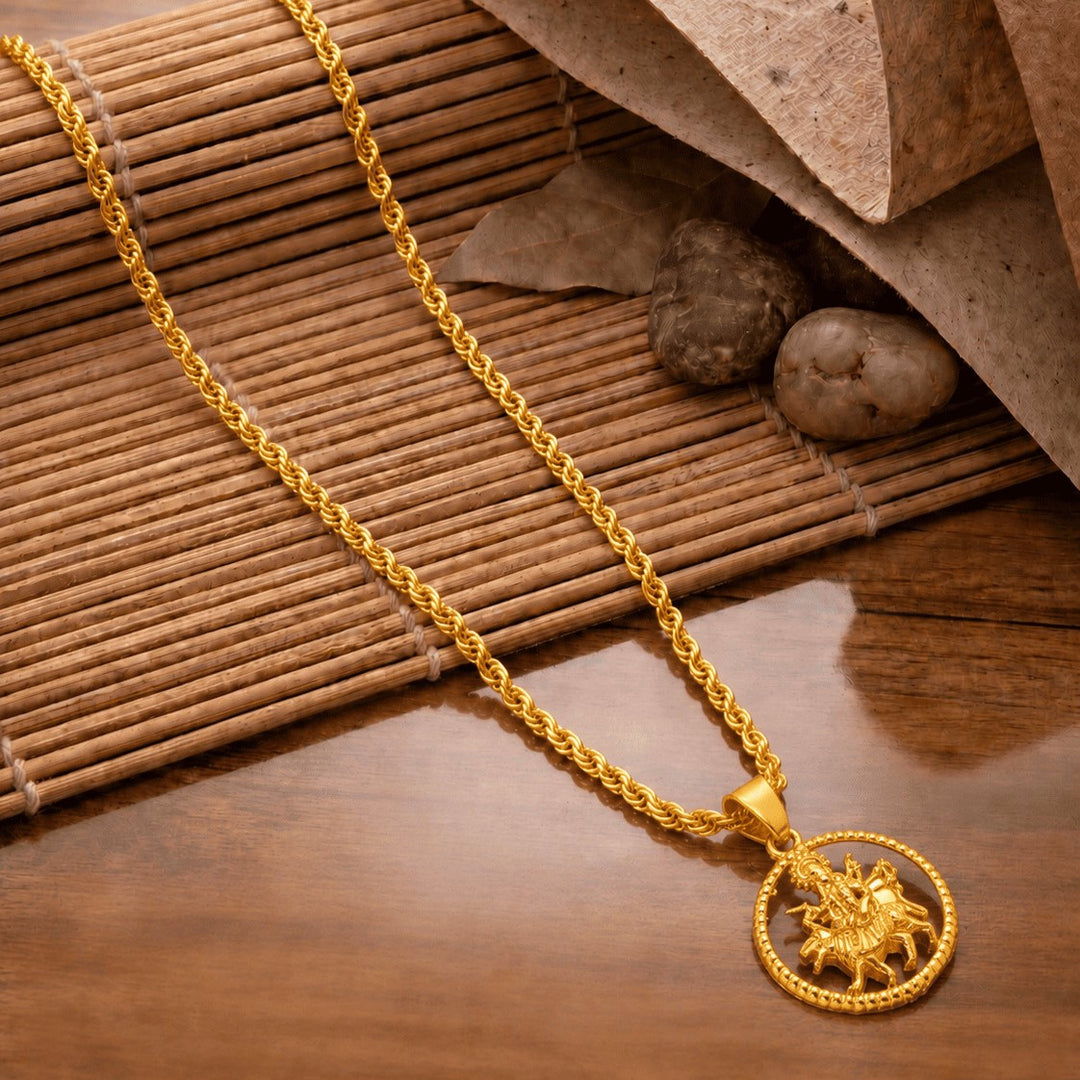 Gold Plated Pendant With Chain Jewelry For Men & Women