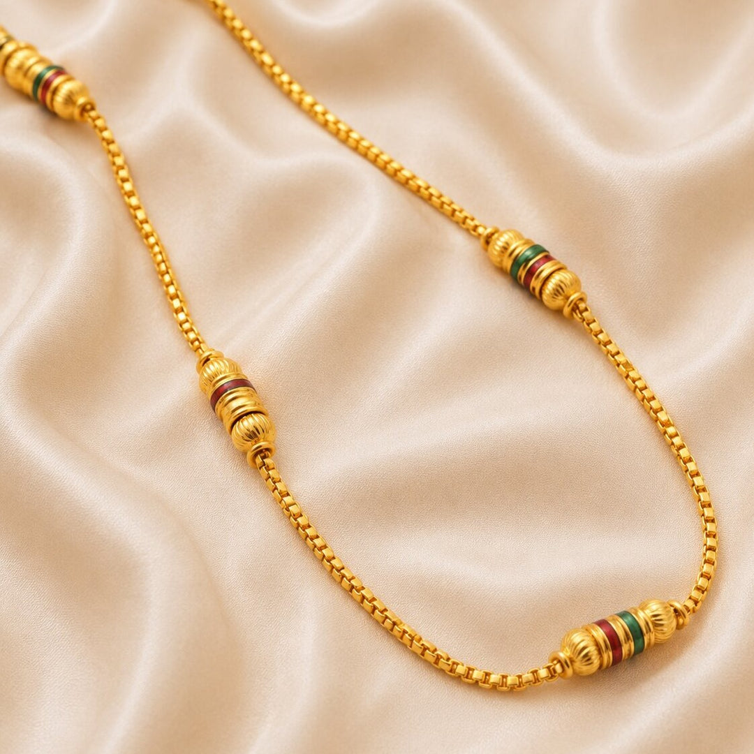 Gold-Toned & Black Brass Gold-Plated Handcrafted Chain