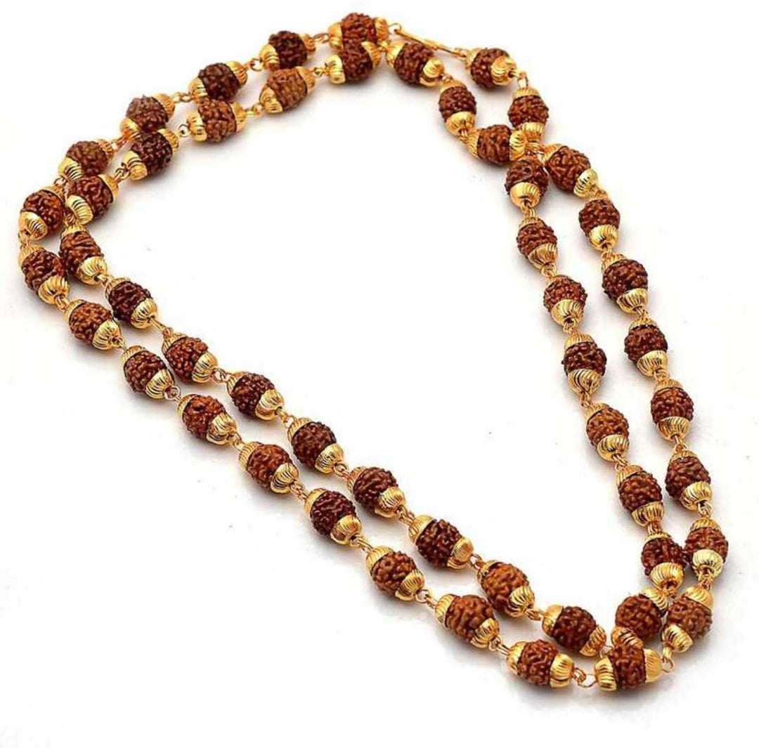 Gold-Toned & Brown Gold-Plated Rudraksh Mala