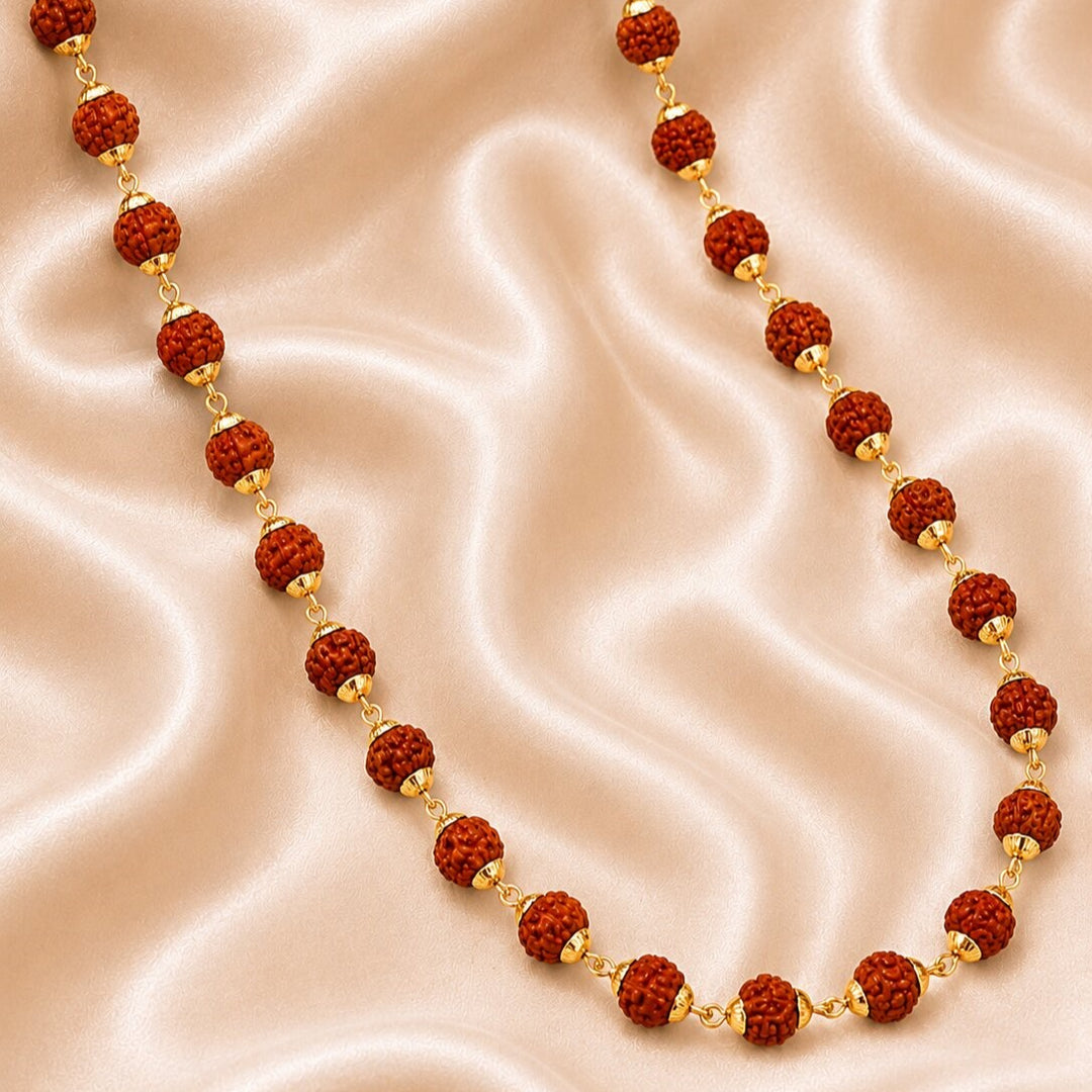 Gold-Toned & Brown Gold-Plated Rudraksh Mala