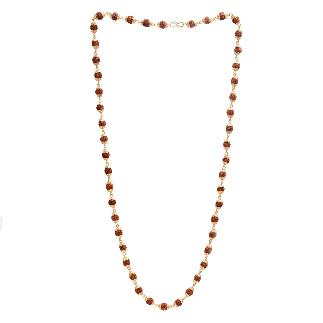 Gold-Toned & Brown Gold-Plated Rudraksh Mala