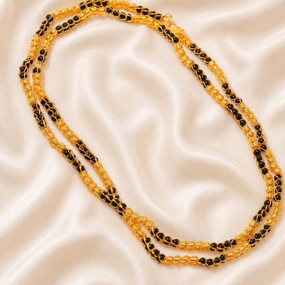 Gold-Toned & Black Brass Gold-Plated Chain