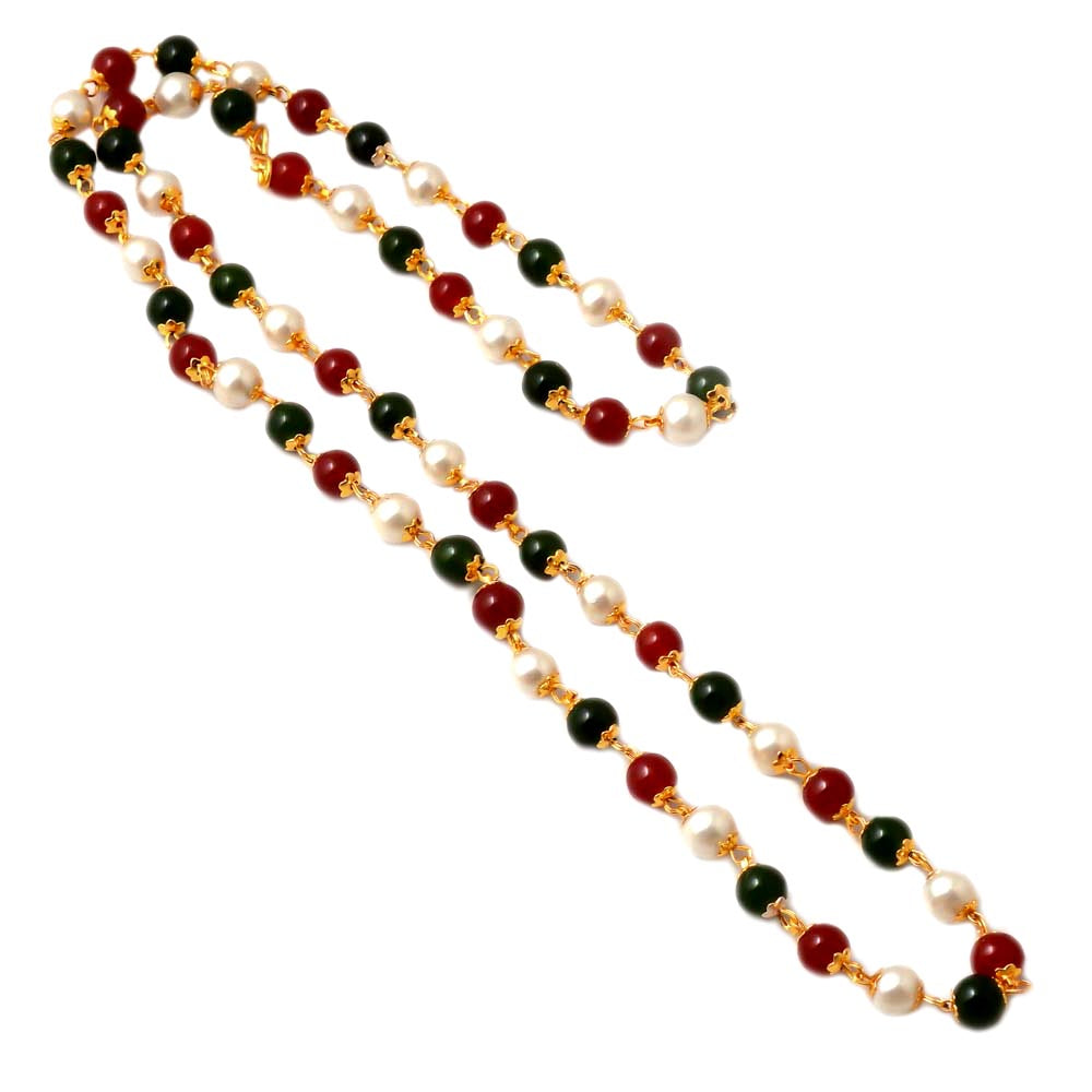Jewar Mandi Gold Plated multicolor motor mala chain