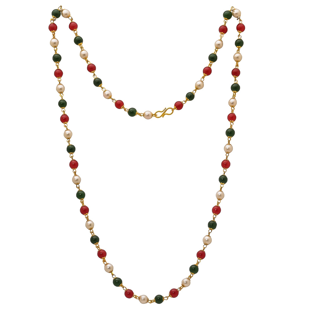 Jewar Mandi Gold Plated multicolor motor mala chain