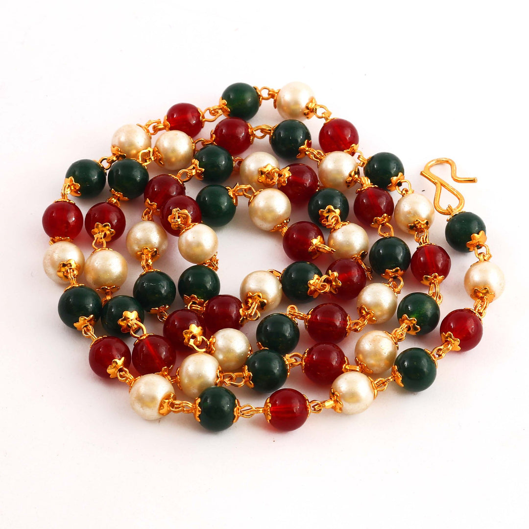 Jewar Mandi Gold Plated multicolor motor mala chain