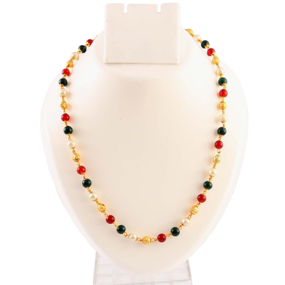 Jewar Mandi Gold Plated multicolor motor mala chain