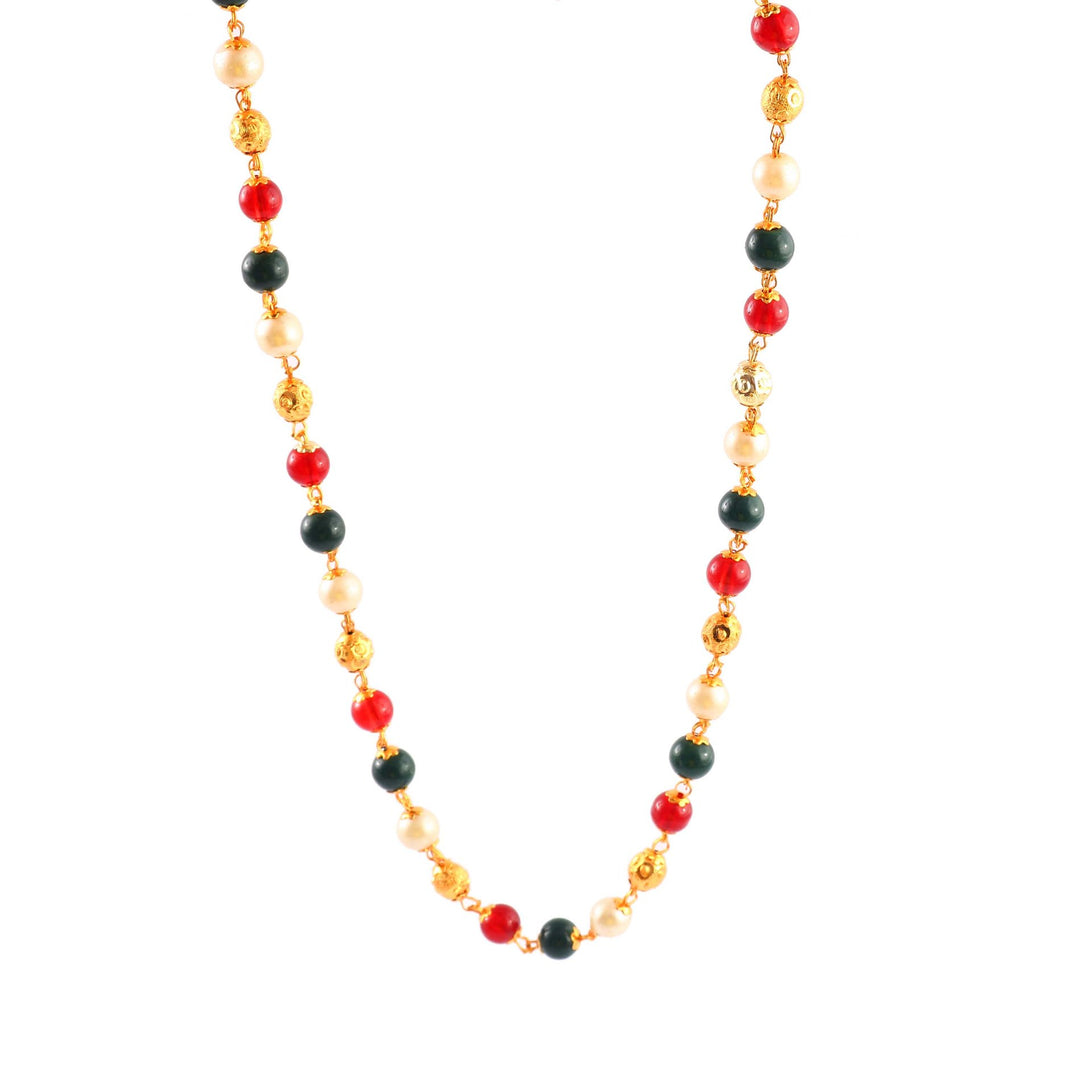 Jewar Mandi Gold Plated multicolor motor mala chain
