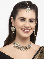 Load image into Gallery viewer, Antique Kundan &amp; Pearl Work Choker With Tika For Women
