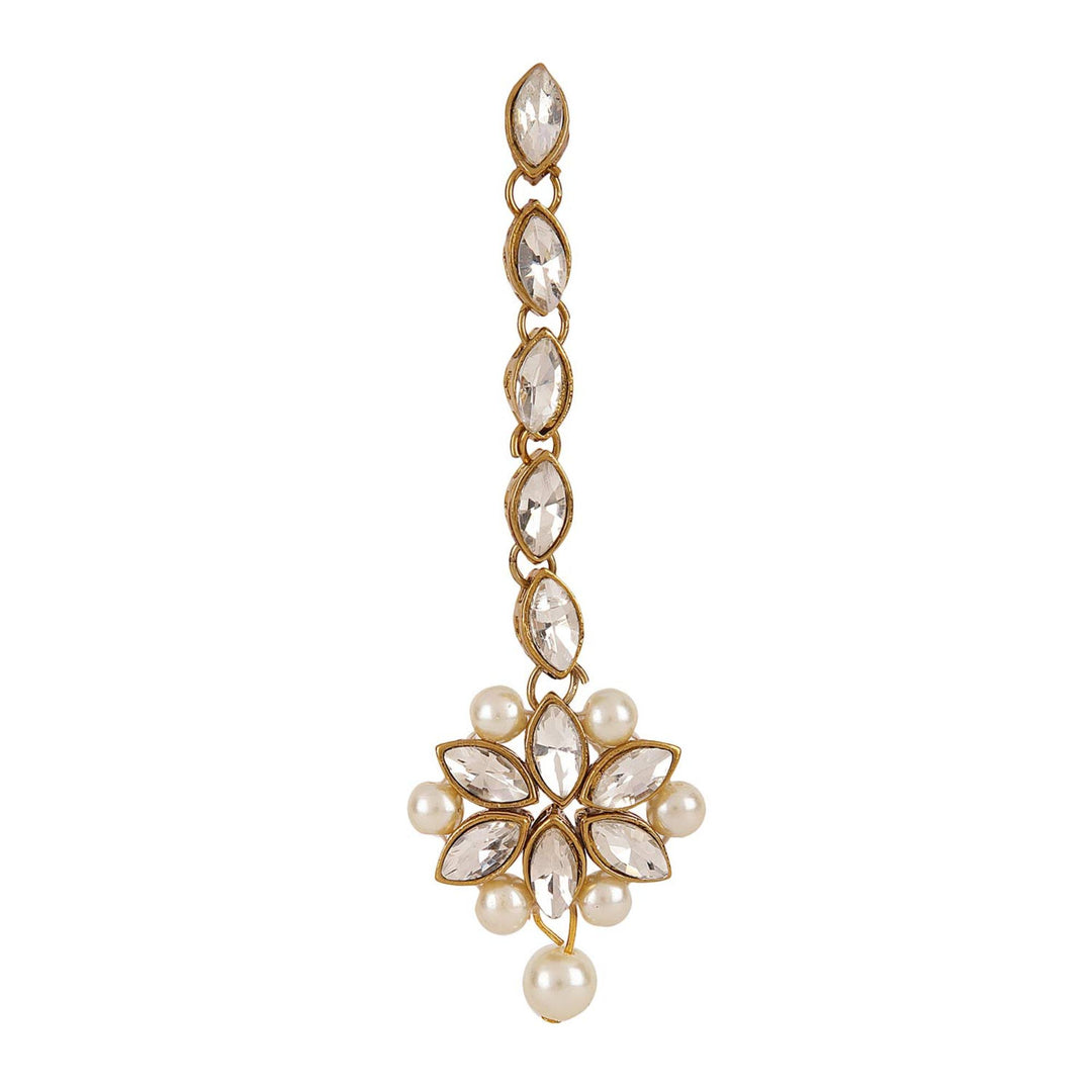 Antique Kundan & Pearl Work Choker With Tika For Women