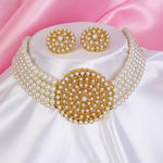 Load image into Gallery viewer, White Gold Plated Pearl Work Choker For Women
